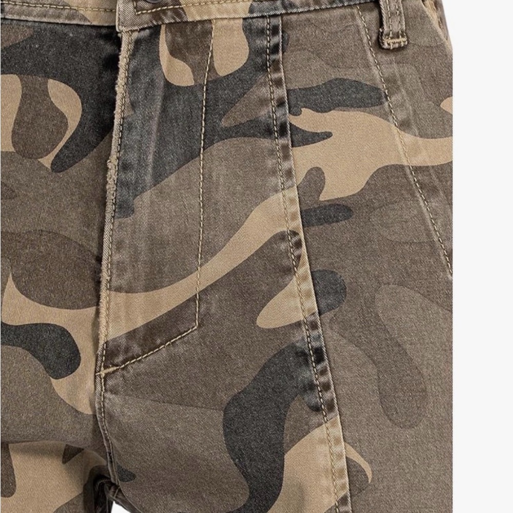 NWOT KUT from the Kloth Women's Ashton High rise Wide Leg Barrel, Camo in Olive - Picture 3 of 16